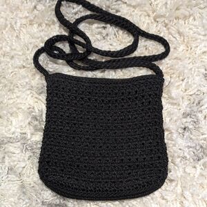 Elegant Black Crochet Shoulder Bag